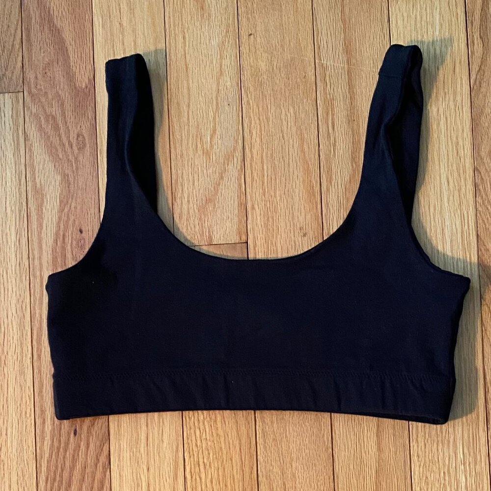Pact Organic Cotton Scoop Bra Black No Underwire  Size Medium